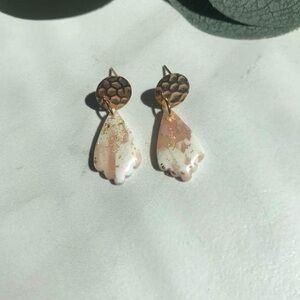 Elegant Gold and White Dangle Earrings